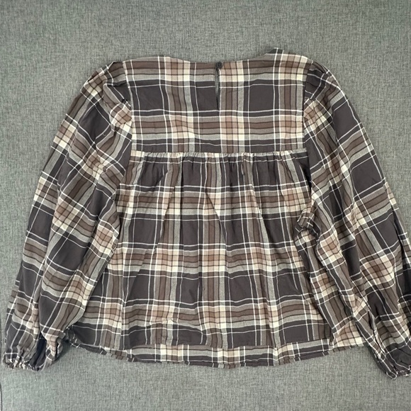 Brand New!  a.n.a a new approach Peplum Blouse XXL Babydoll Style Brown Tan Gray - Picture 9 of 14